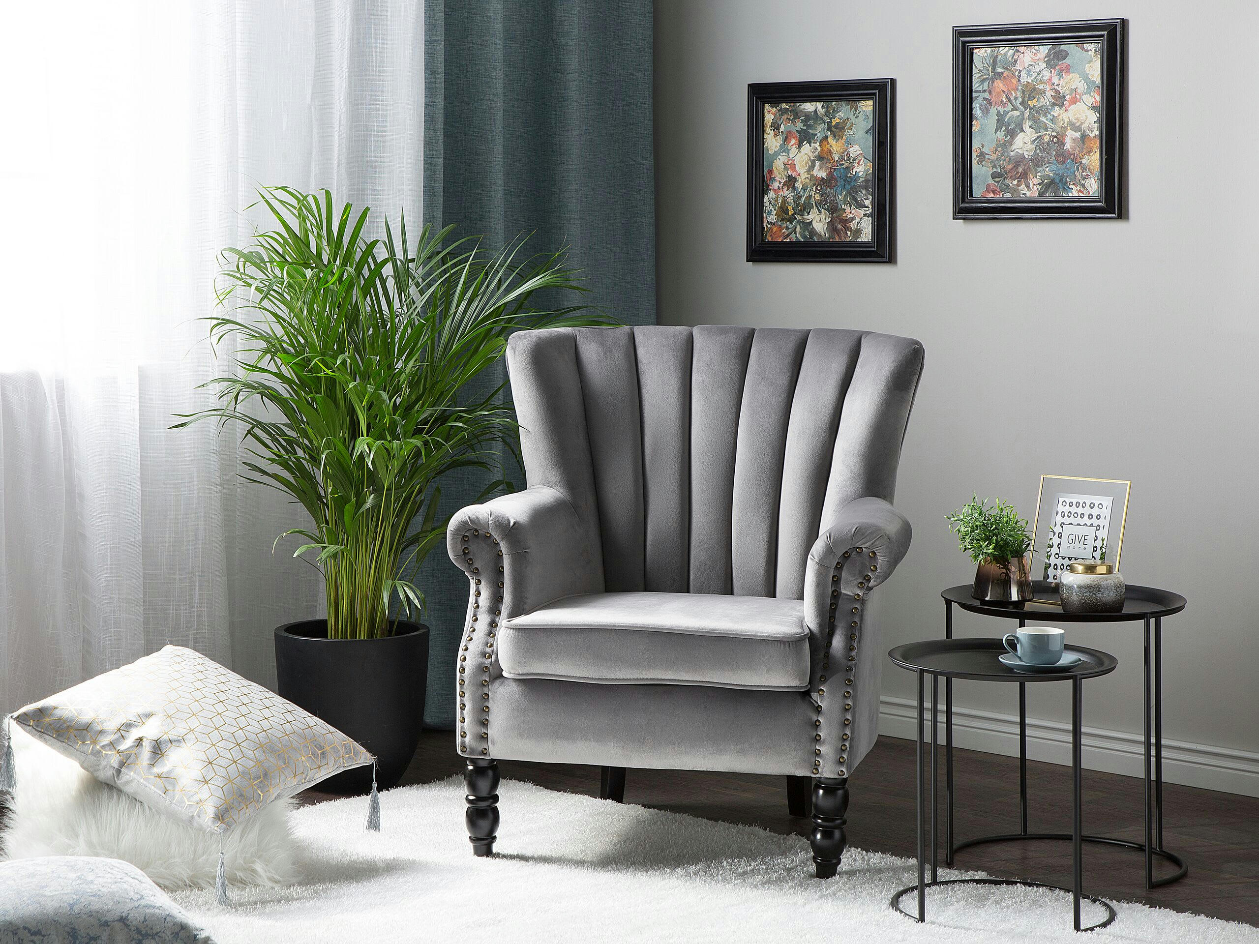 SVEDALA - Fauteuil en velours gris