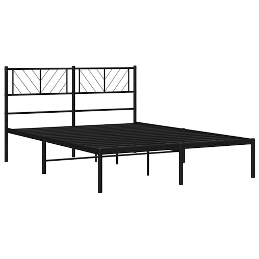 NNEVL Metal Bed Frame with Headboard Black 150x200 cm