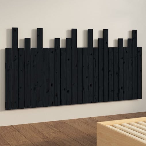 NNEVL Wall Headboard Black 159.5x3x80 cm Solid Wood Pine