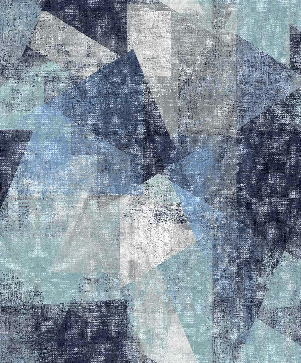 GÉOMÉTRIE - Papier peint rouleau perspective géométrique bleue 53x1000cm