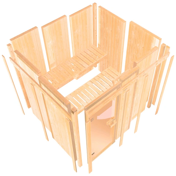 Sauna »Maardu«, inkl. 9 kW Bio-Kombi-Saunaofen mit externer Steuerung, für 3 Personen