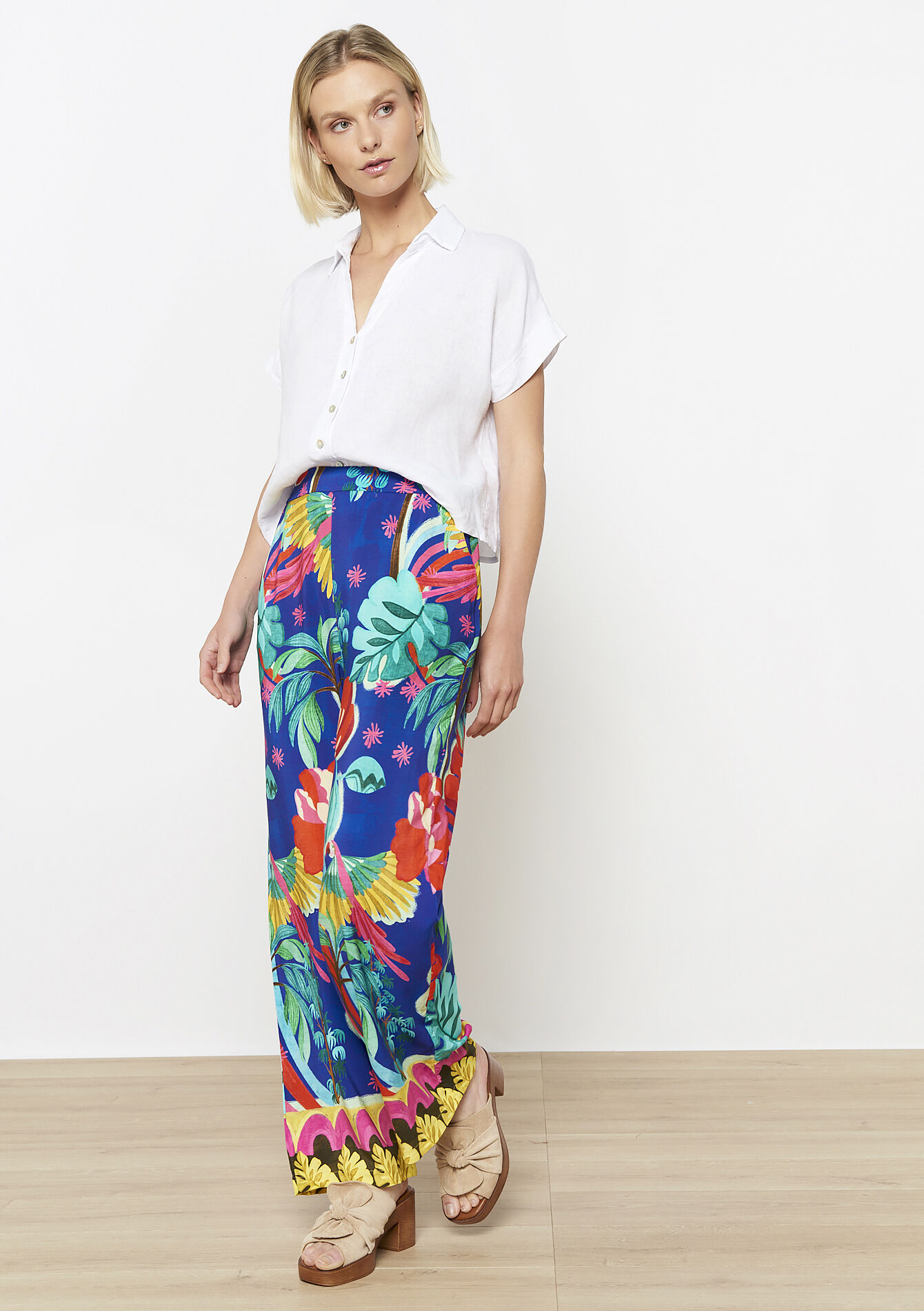 Zwierige broek met print