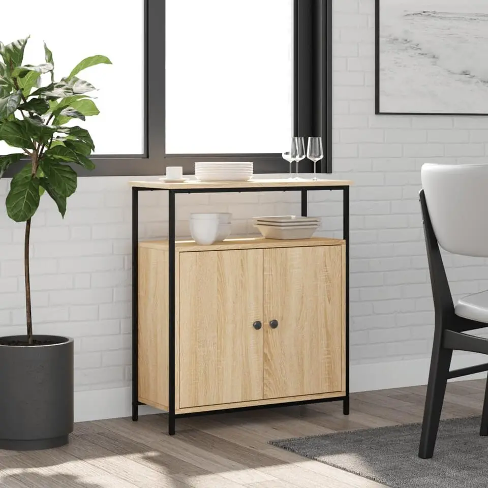 vidaXL - Dressoir met 1 plank 2 deuren - Sonoma eiken - Hout -70x30x80 cm