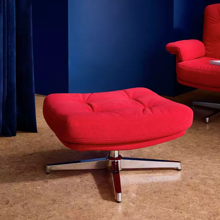 Habitat Dawson Fabric Swivel Footstool - Red