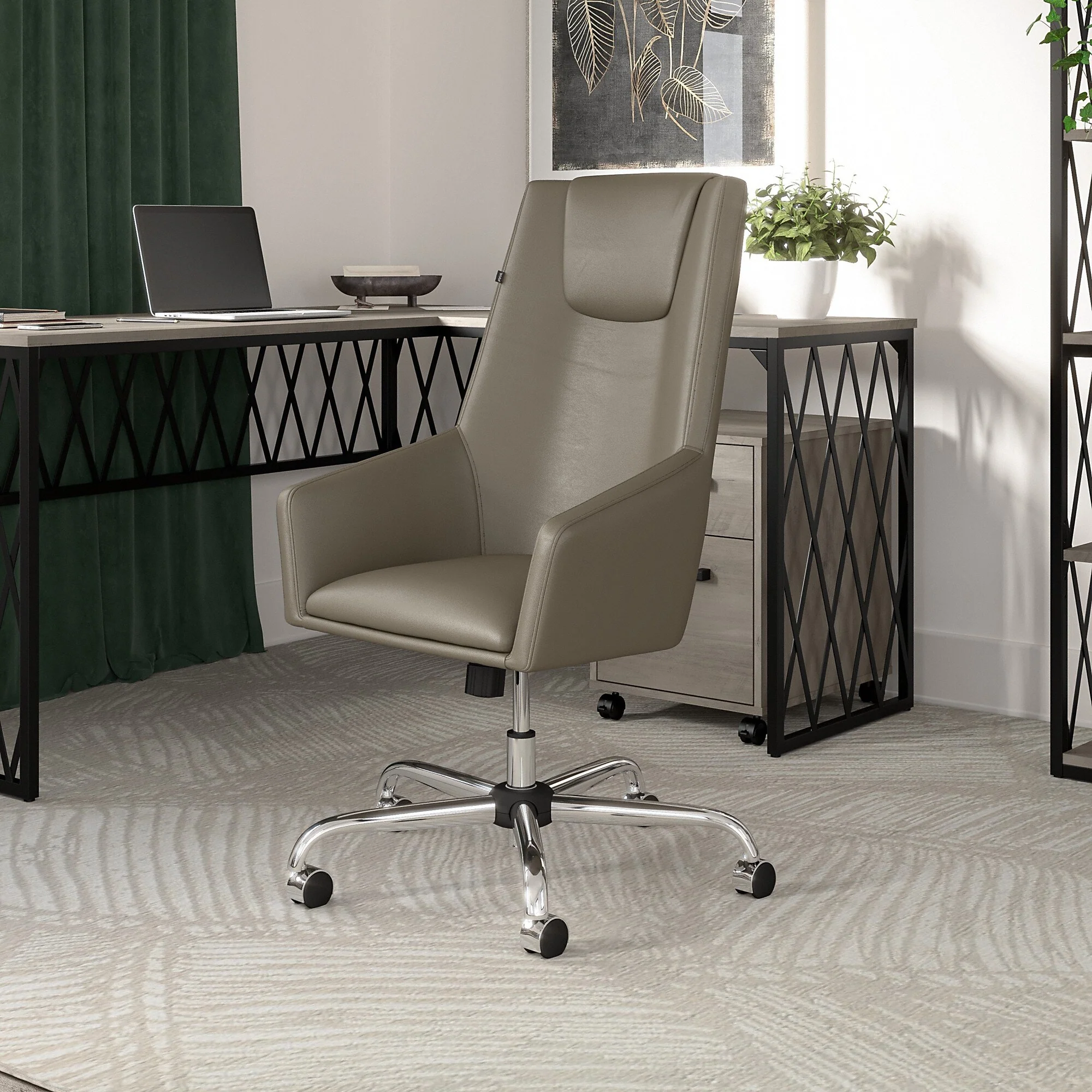 City Park High Back Leather Box Chair