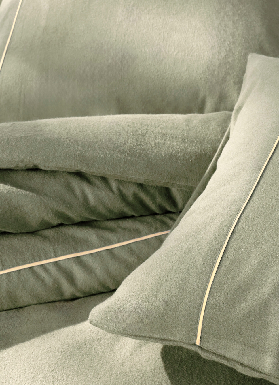 HOUSSE DE COUETTE EN FLANELLE UNIE RAGOON VERT KAKI