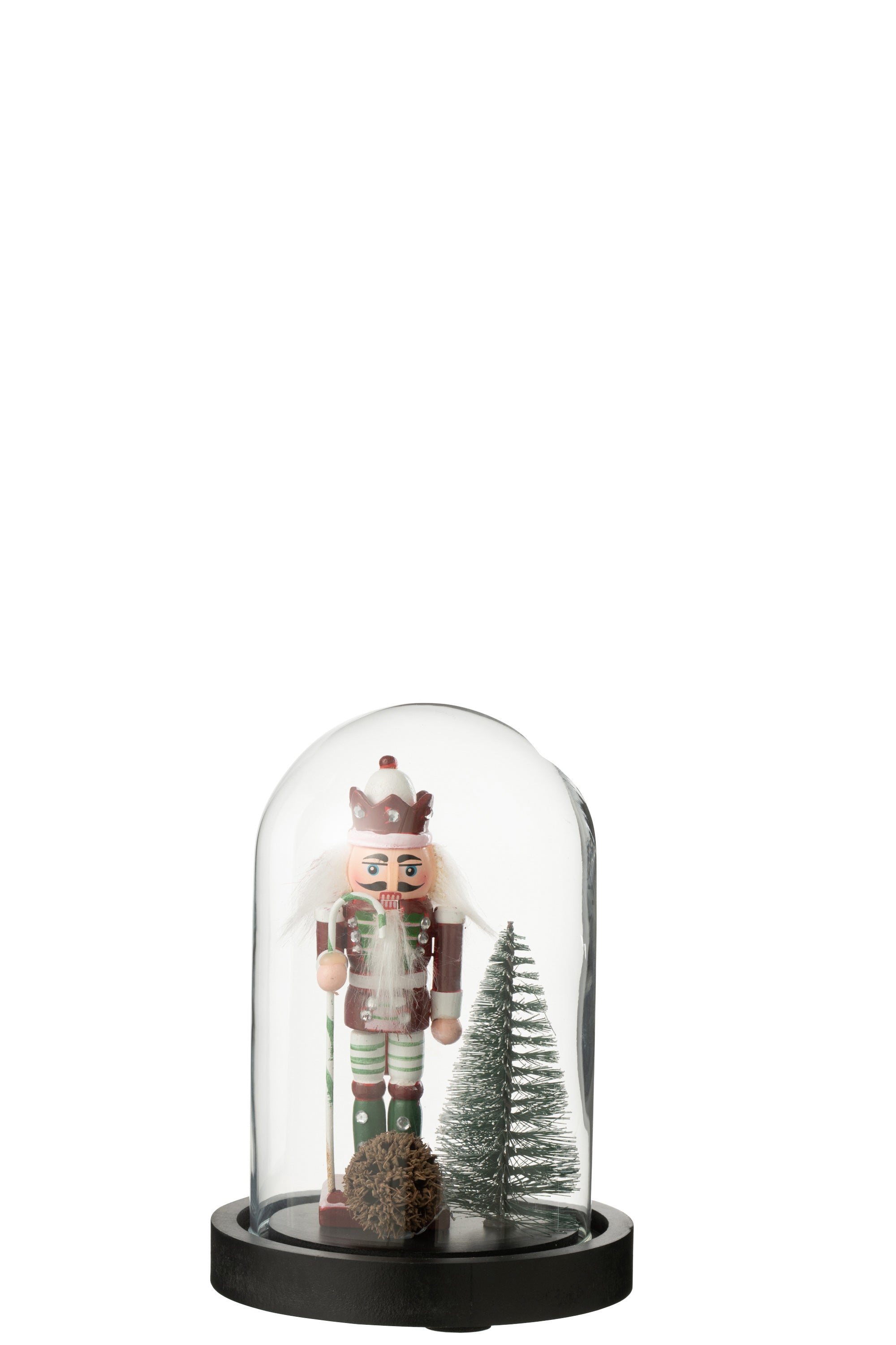 J-Line Decoratieve stolp Notenkraker - glas - kerstrood/donkergroen - small - 4 stuks