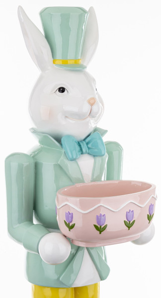 Figurka - Królik w mundurze 96x25x26 cm JUNDIUN z doniczką