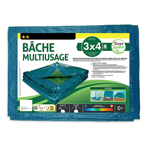 Bâche multi-usage 70g/m2 3 x 4 Bleu TERRE JARDIN