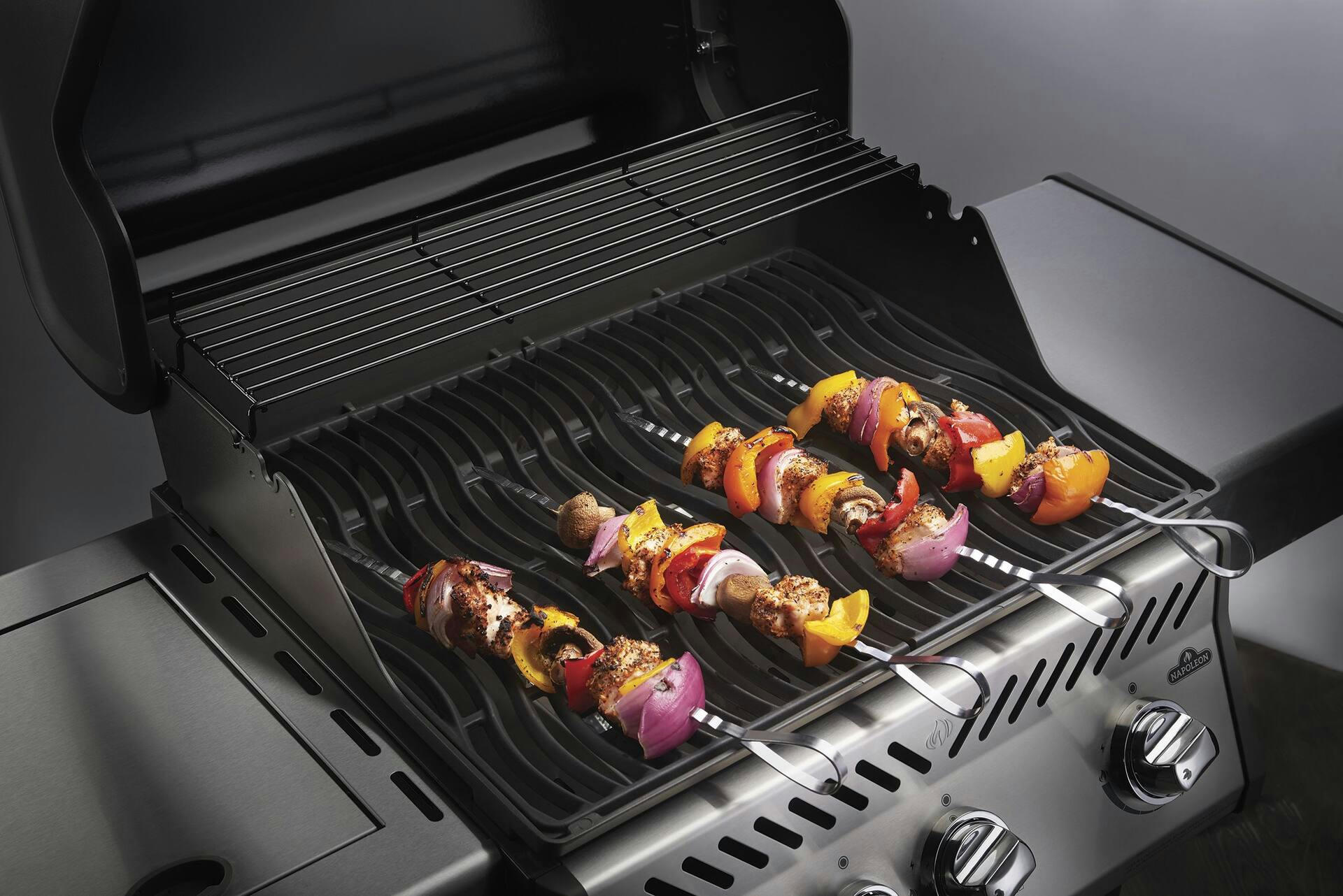 Napoleon Healthy Choice BBQ Starter Kit, Stainless Steel, 6 Skewers, Flexible Grill Basket, Multifunctional Topper