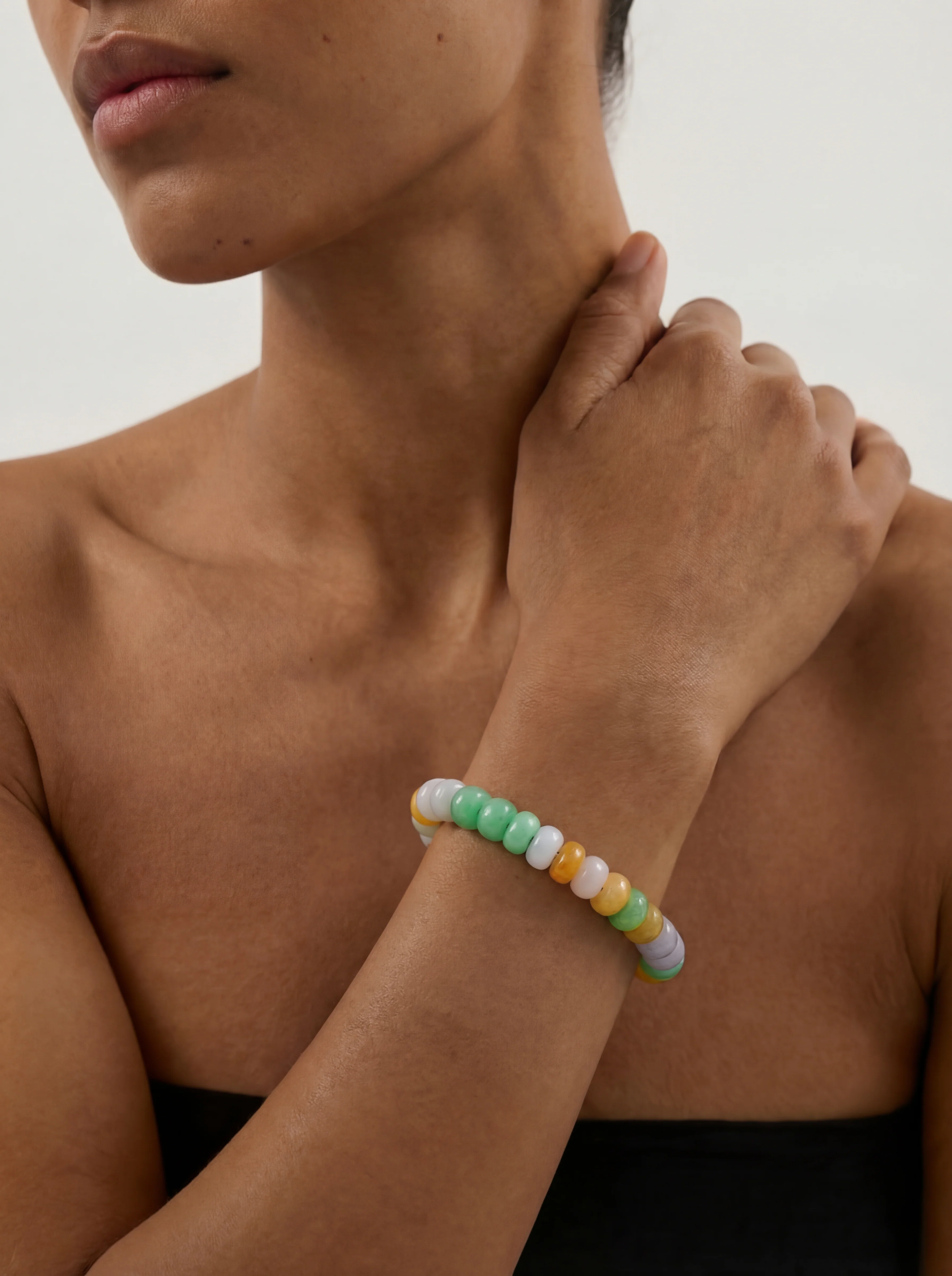 Lavender Field — Beaded Jade Bracelet