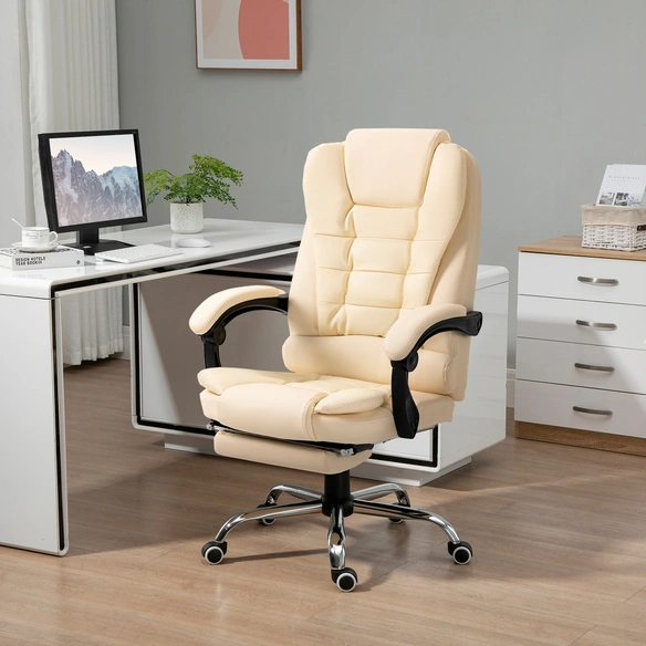 Bürostuhl, Fußstütze, neigbar, höhenverstellbar, cremeweiß