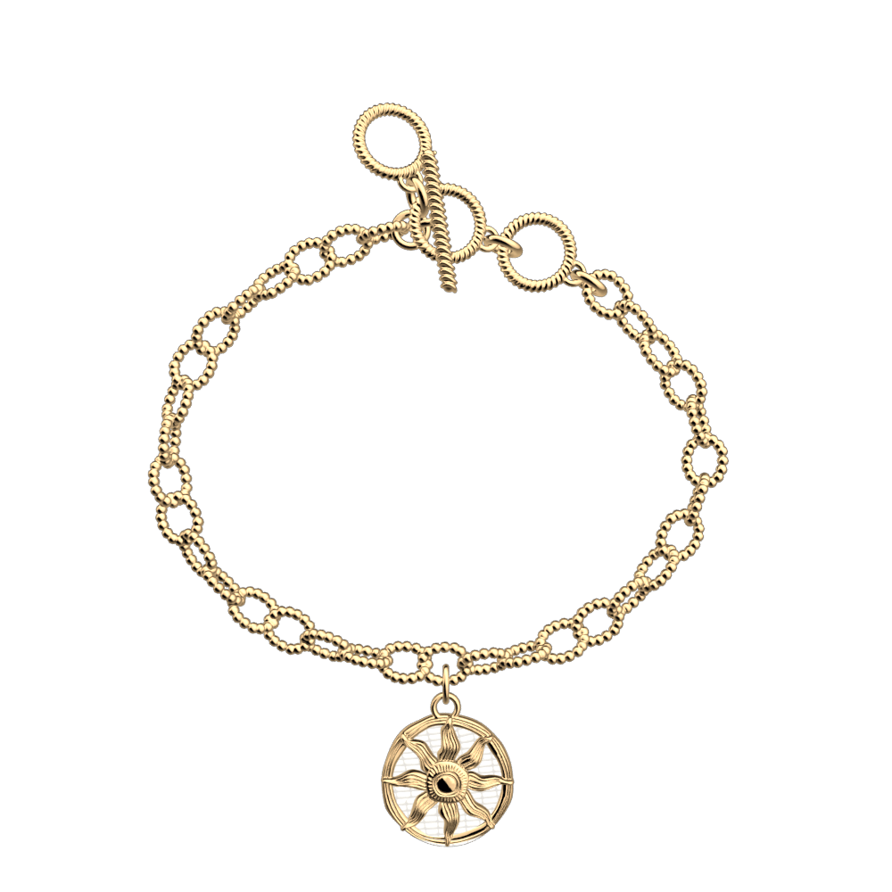 Bracelet Hélios, cuir réversible Déesse / Chimère