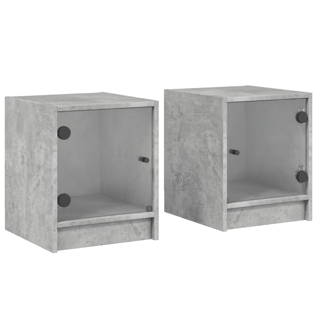 2x Szafka Nocna Stolik Komoda Szara z Drzwiami Do Sypialni 35x37x42 cm