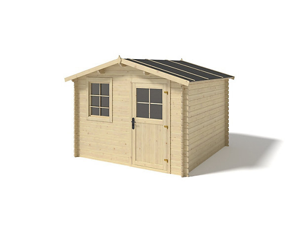 Abri de jardin en bois - 3x2 m   terrasse avec balustrade et avant-toit en bois - 15 m2 - DOM472 DOM394 DOM395 POD04