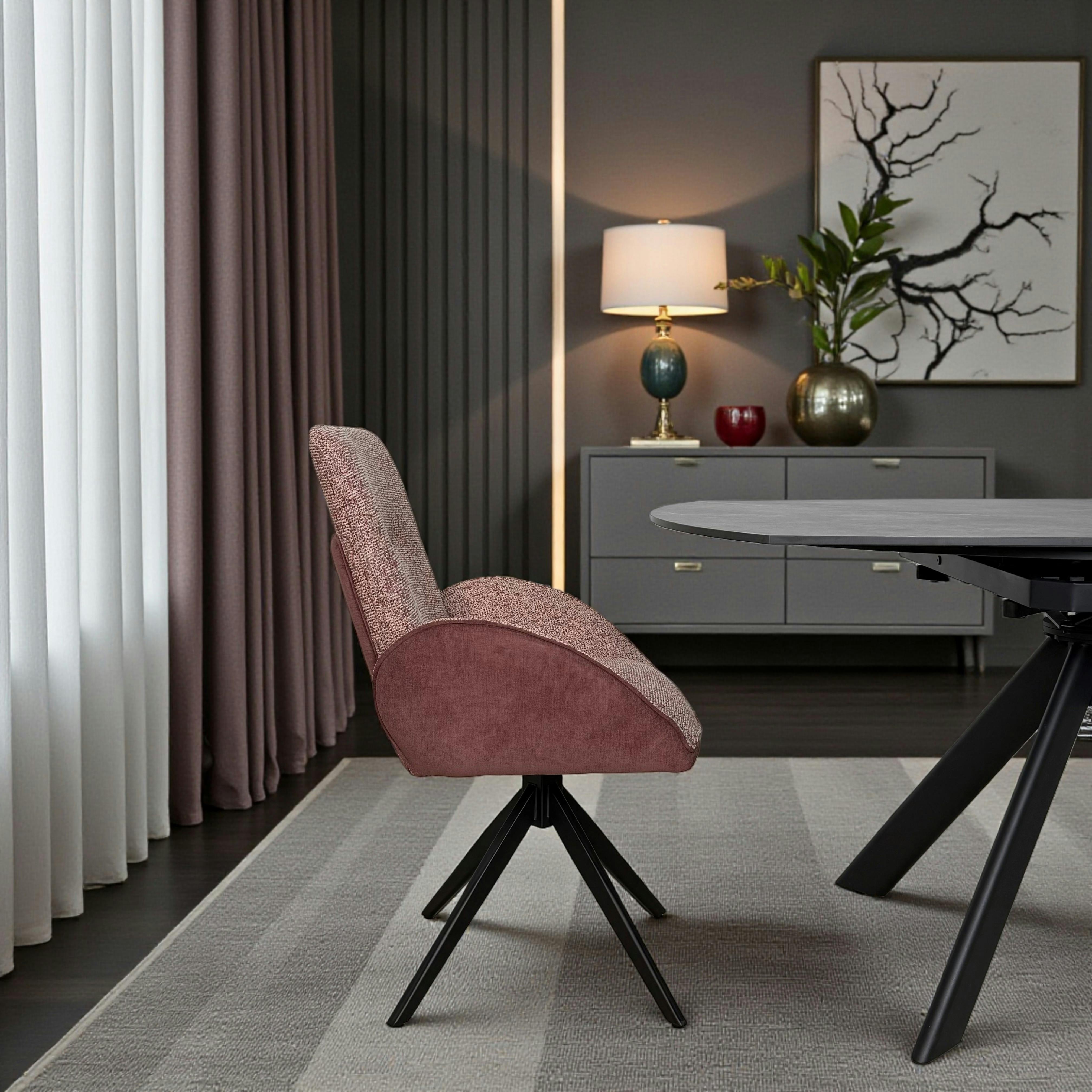 Fauteuil de table pivotant prune, bi-matière (lot de 2) AGADE