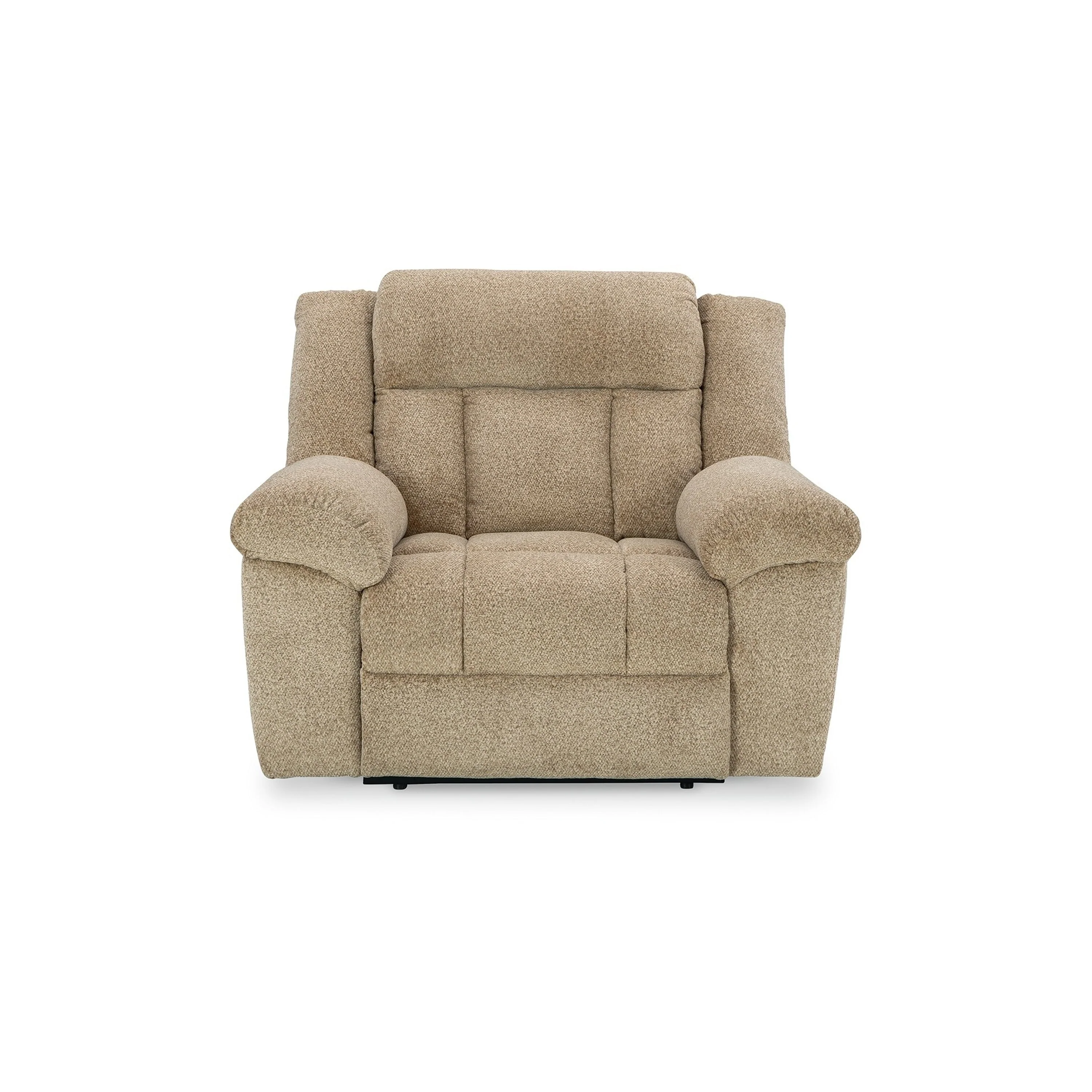 Kendy Power Recliner Chair, Adjustable Headrest, Beige Brown Polyester