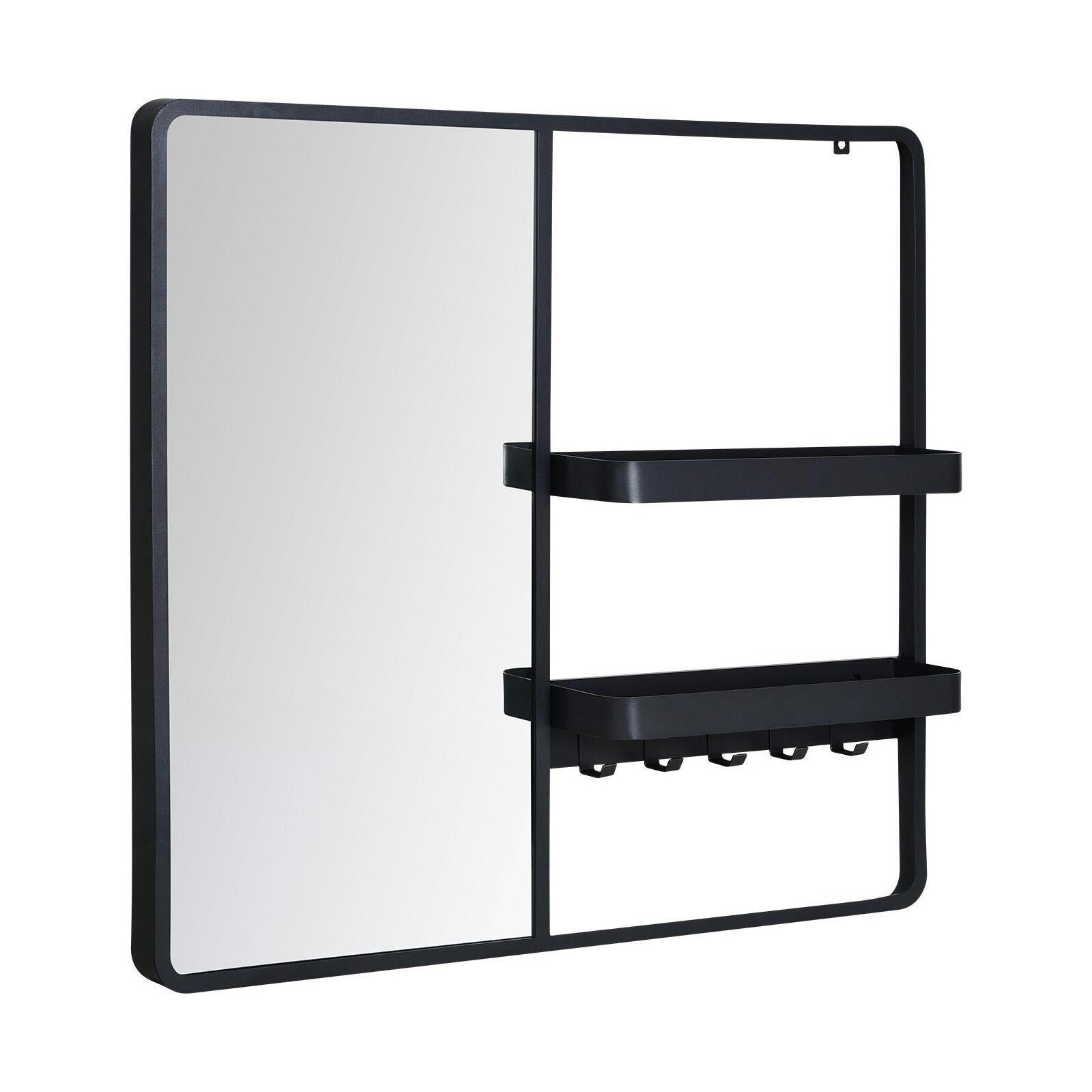 WILKO - Miroir d'entrée en métal noir L90 x H80 cm