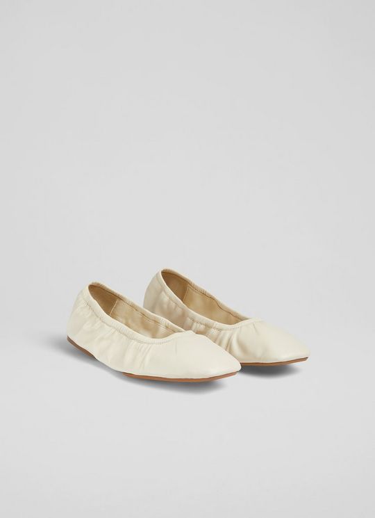 Tayla Ecru Folded Balleri Flat