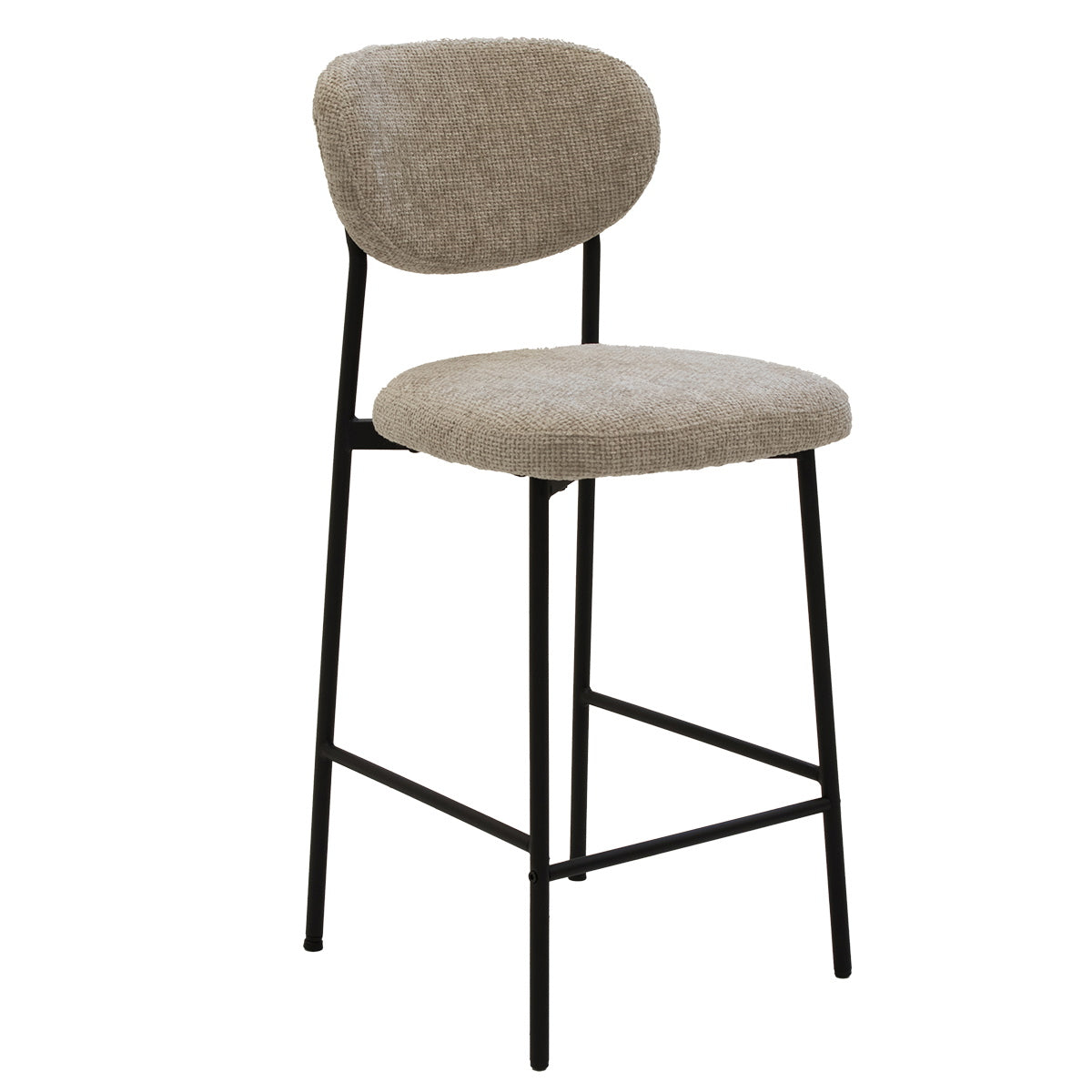 Giga Meubel Barkruk Vajen - Stof/Metaal - Beige - Set van 2