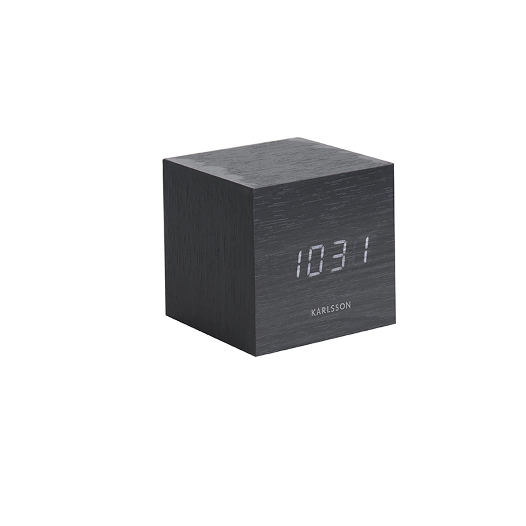 Karlsson wekker - zwart - 8x8x8cm