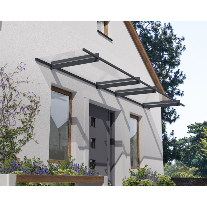 Marquise de porte Nancy gris foncé 411 x 94 cm CANOPIA
