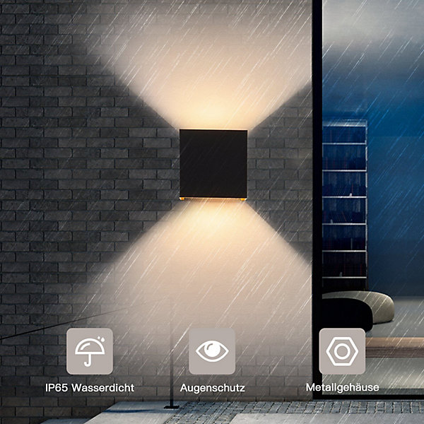 NETTLIFE LED Applique Noire, 2 pièces - Extérieur Intérieure Lampe Murale 5W , double faisceau réglable étanche IP65 230V 3000K