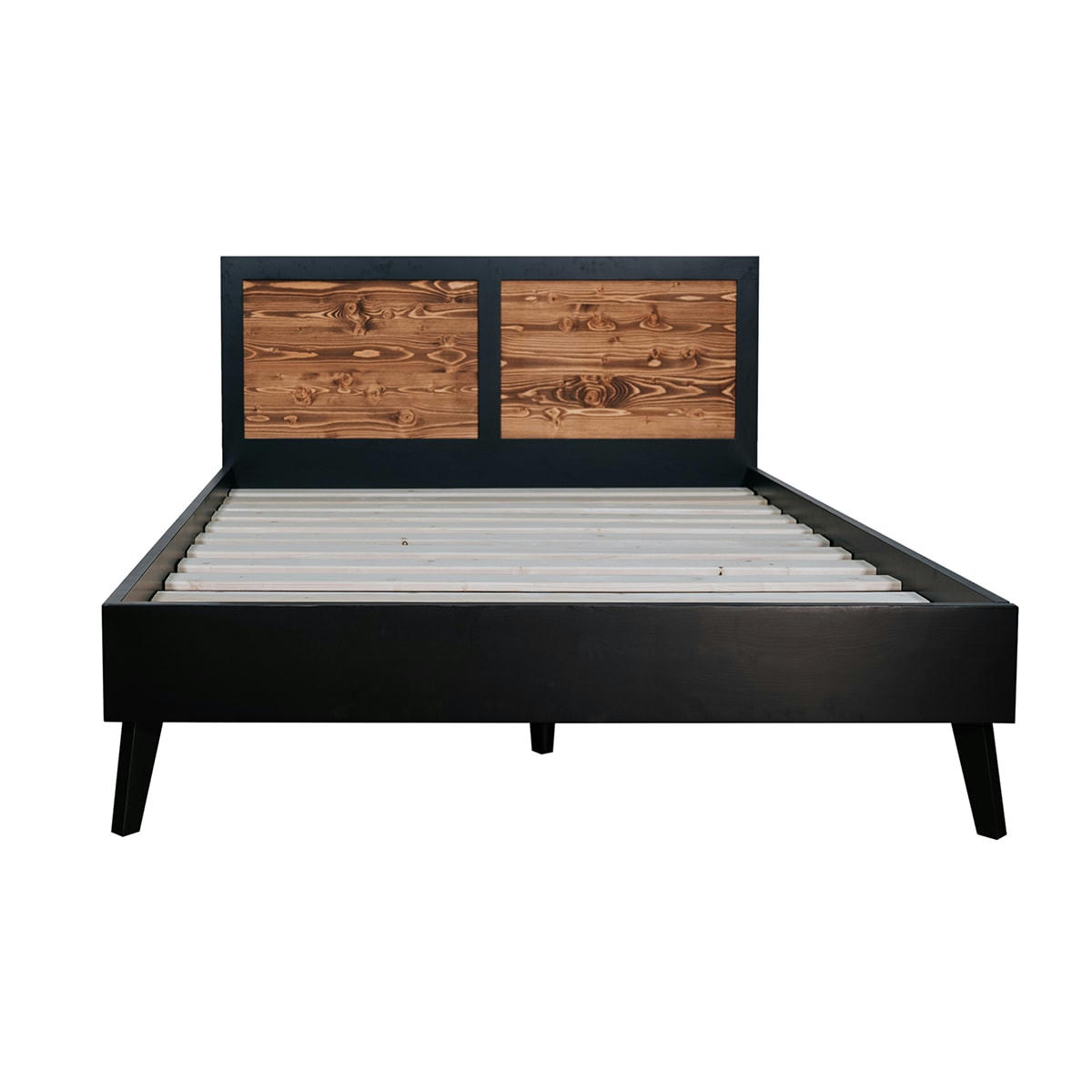 - Lit 160x200 sans sommier noir et naturel