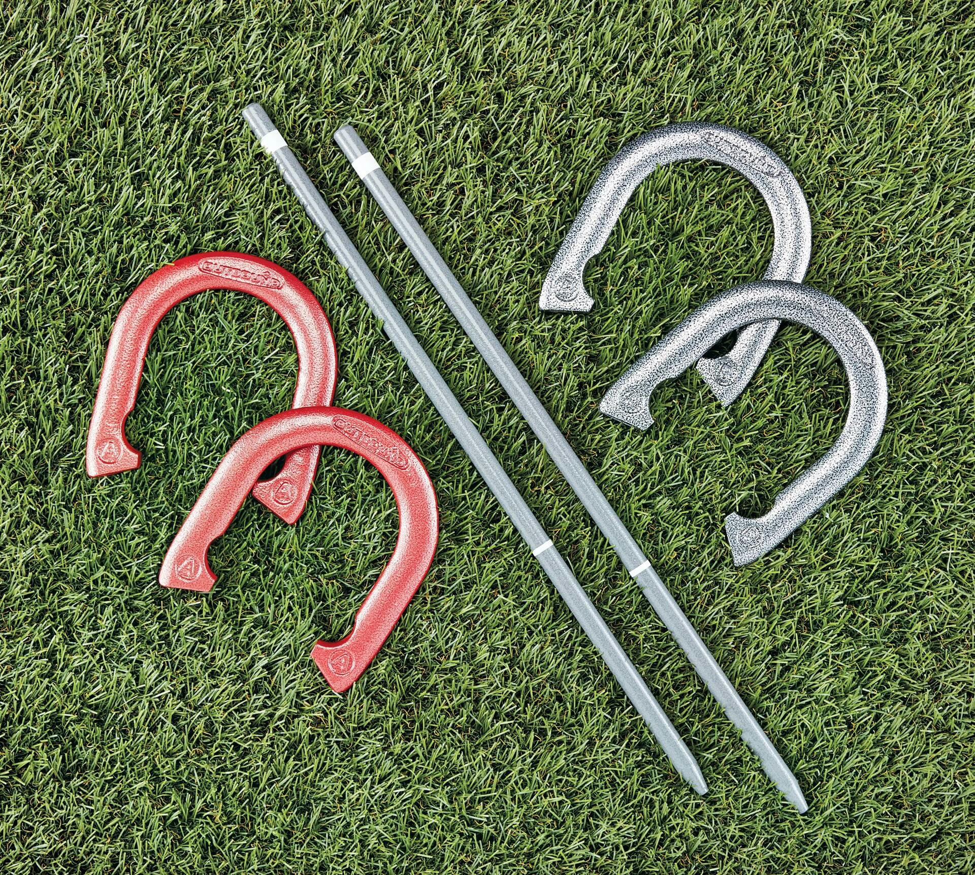 Outbound Outdoor Portable Horseshoe Toss Game, 6-pc, Ages 14+, Red/Silver