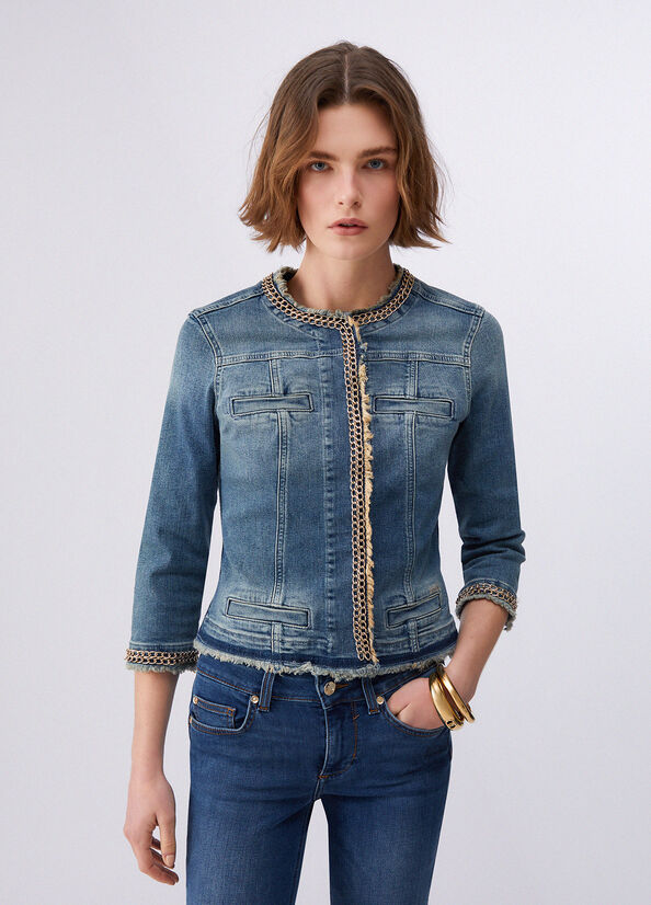 Giacca in denim con catene gioiello