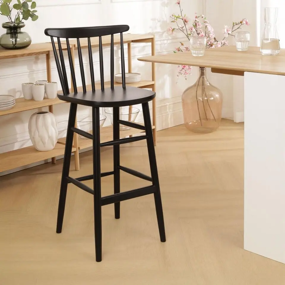 Fameg Lucia houten barkruk zwart gebeitst - 75 cm