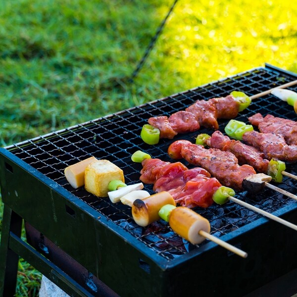 2pcs Square BBQ Grill Net 17.3"x11.6" Electroplated Stainless Steel Barbecue Net