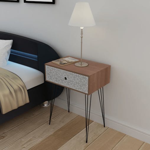 NNEVL Nightstand with 1 Drawer Rectangular Brown
