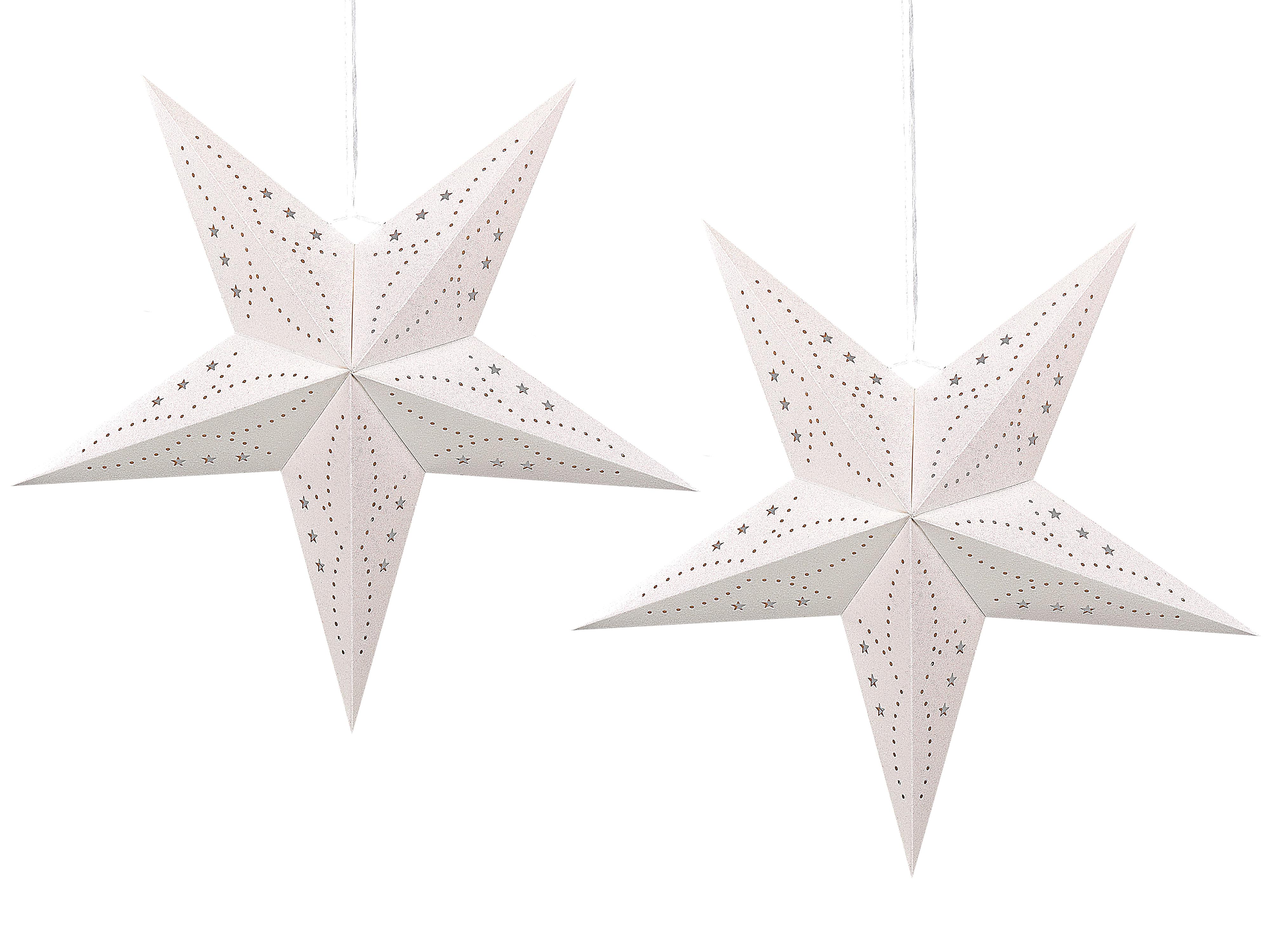 Set of 2 Hanging Decorations LED MOTTI Star 45 cm White