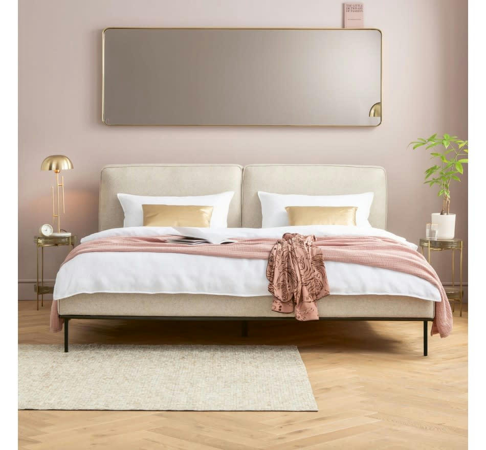 EAST SIDE - Lit 180x200 en tissu beige