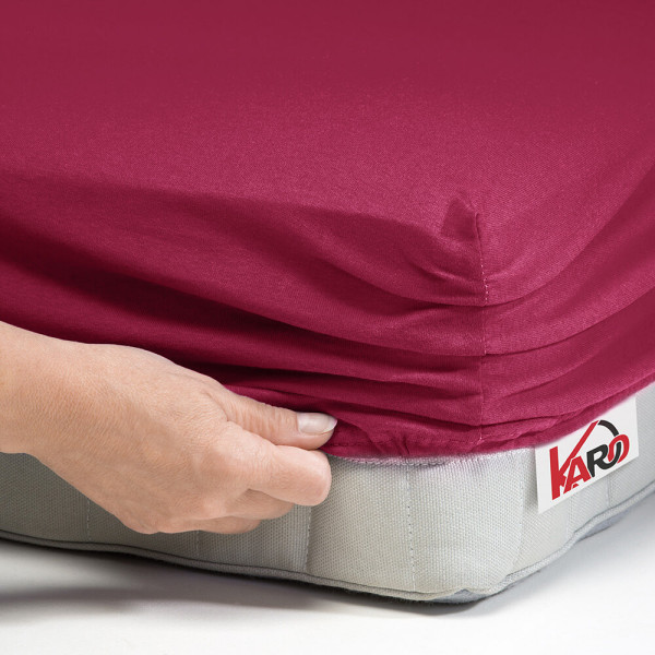 Prześcieradło jersey z gumką 90x200 buraczane 150g/m2 KARO