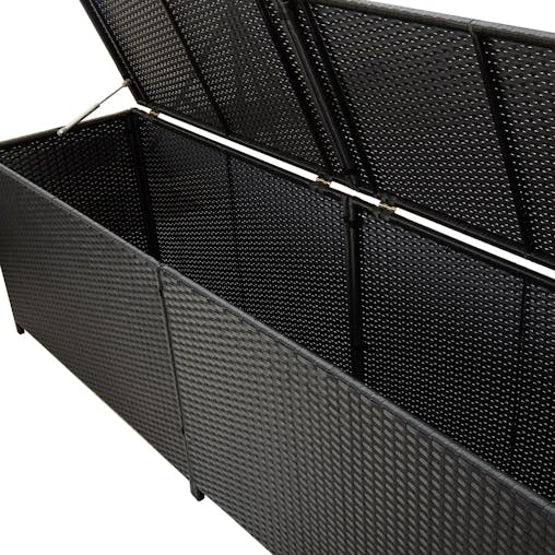 NNEVL Garden Storage Box Poly Rattan 200x50x60 cm Black