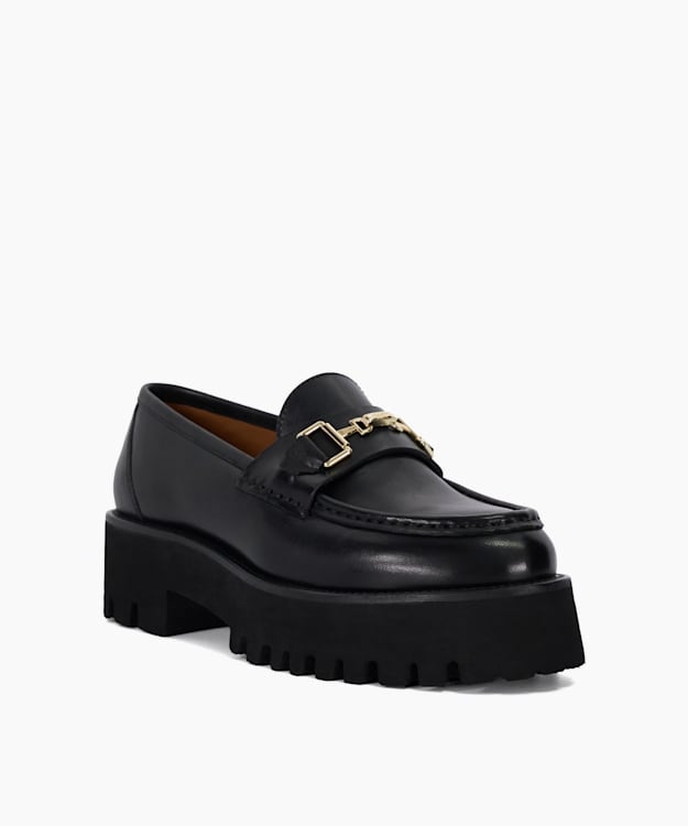 Groundbreaking Black - Chunky Branded Snaffle Trim Loafer