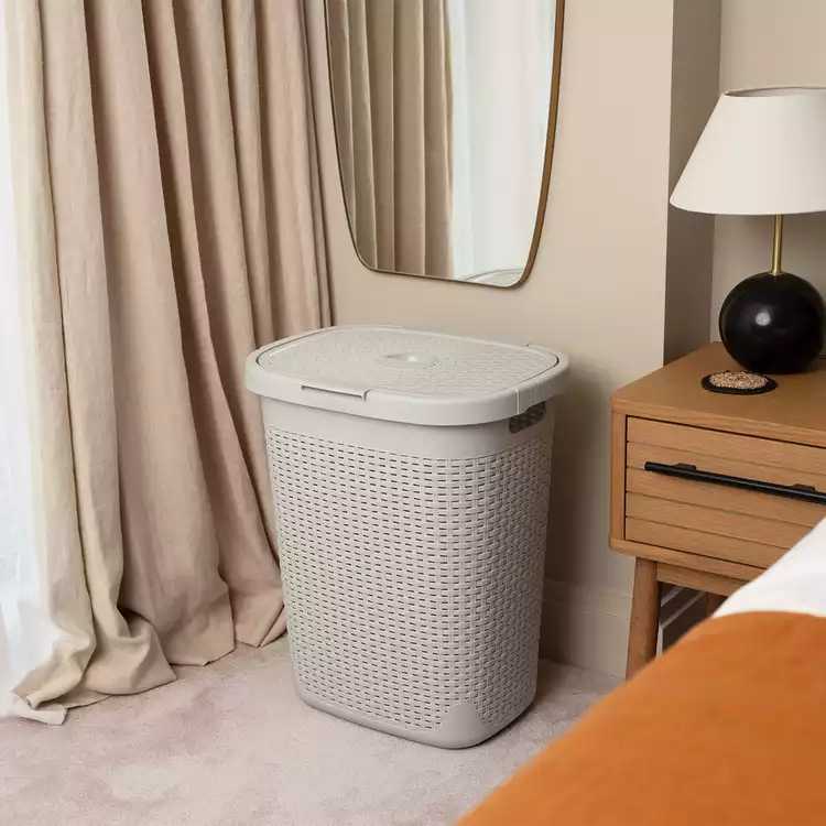 Addis Rattan 50 Litre Laundry Basket - Grey