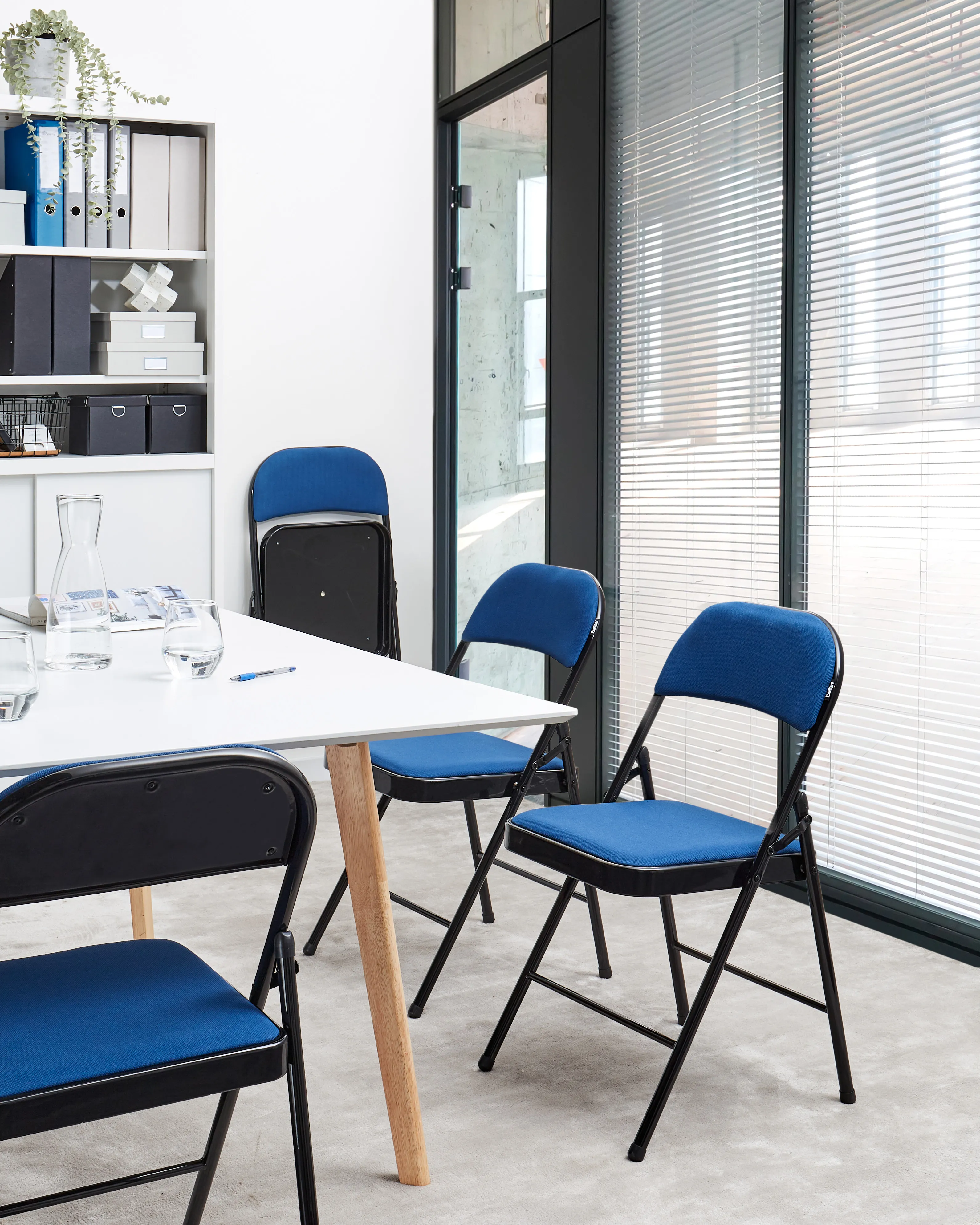 Set of 4 Folding Chairs SPARKS Metal Blue/ Black