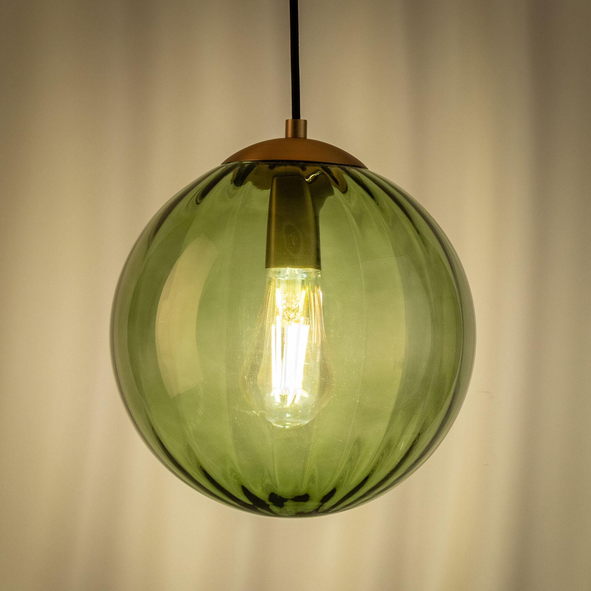 MONSARAZ - Suspension électrifié en verre et acier D25cm - vert