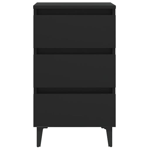 NNEVL Bed Cabinet with Metal Legs Black 40x35x69 cm