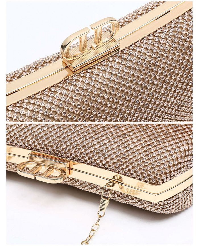 JFY Metal D Clasp Double Side Diamante Bag