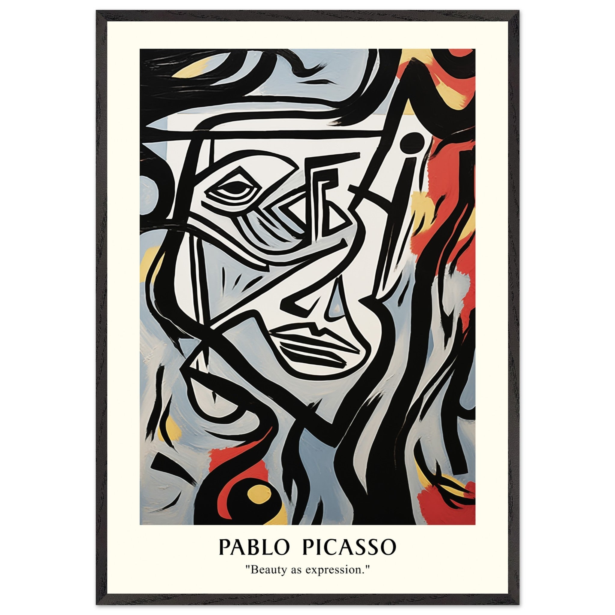Artfulprints Poster met Lijst Pablo Picasso - Beauty as expression  - 70x100 cm - Meerkleurig