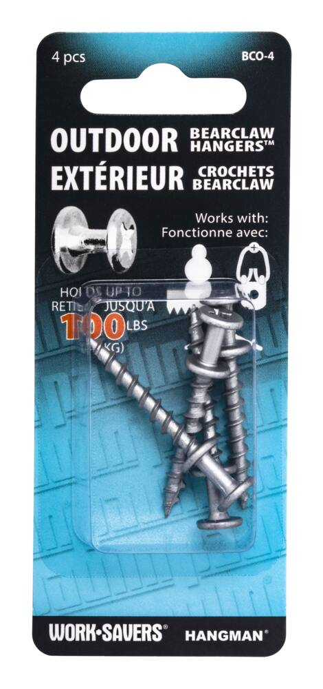 Hangman Outdoor Bear Claw Hanger, For Outdoor and Indoor, 4-pk