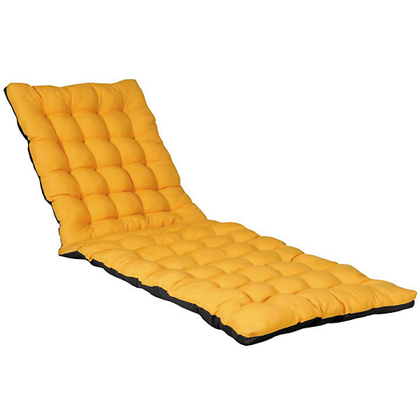 Matelas de bain de soleil imperméable DYLREV en tissu déperlant - Lot de 4 bicolores Jaune et Anthracite 190x60cm