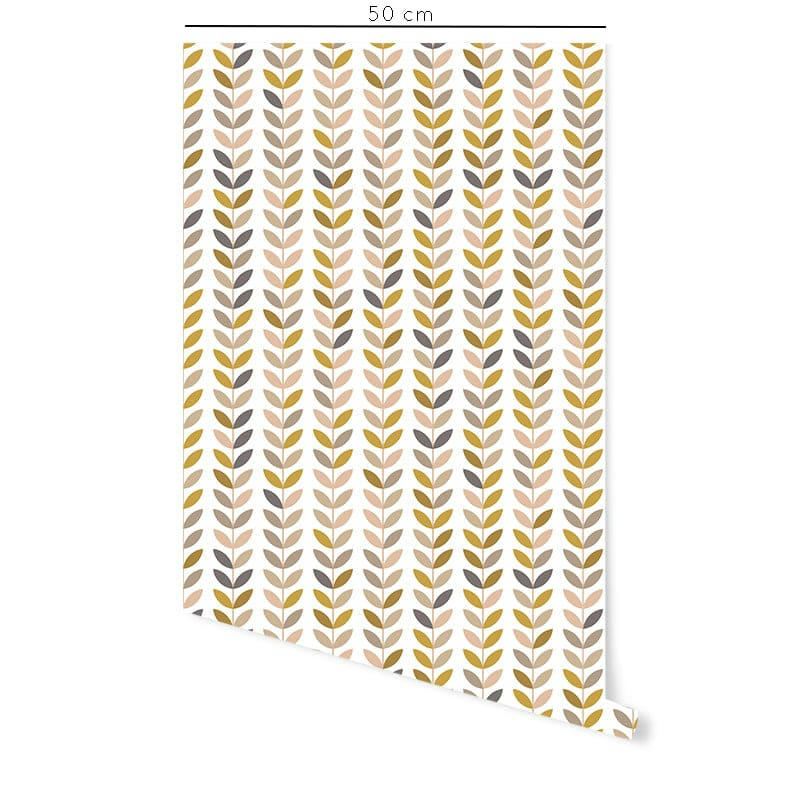 - Papier peint vinyle adhésif feuilles vintage multicolor 50x300 cm