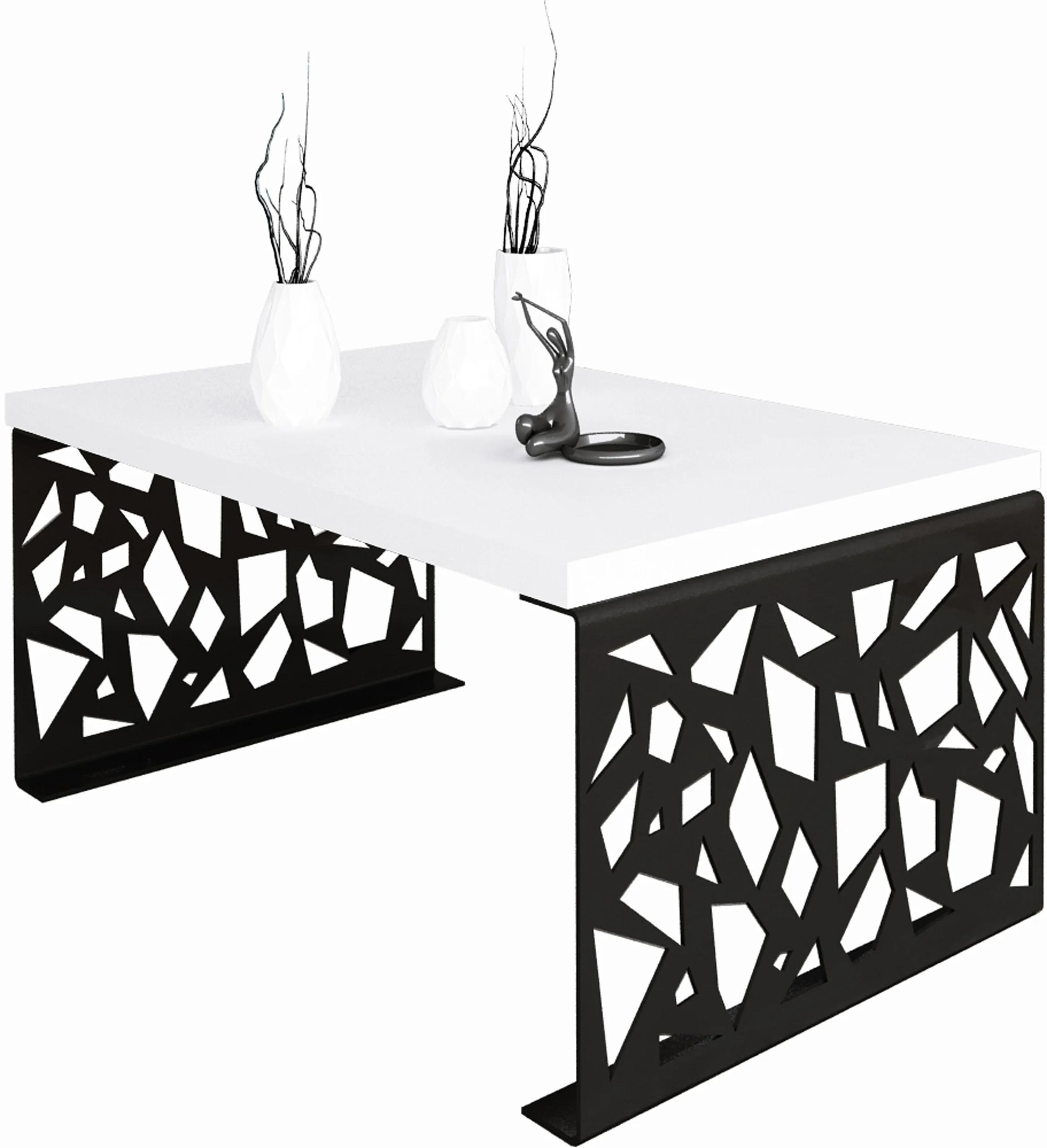 Stolik kawowy Abstrakcja Ława Nowoczesna Loft Metal Czarny Biały Mat