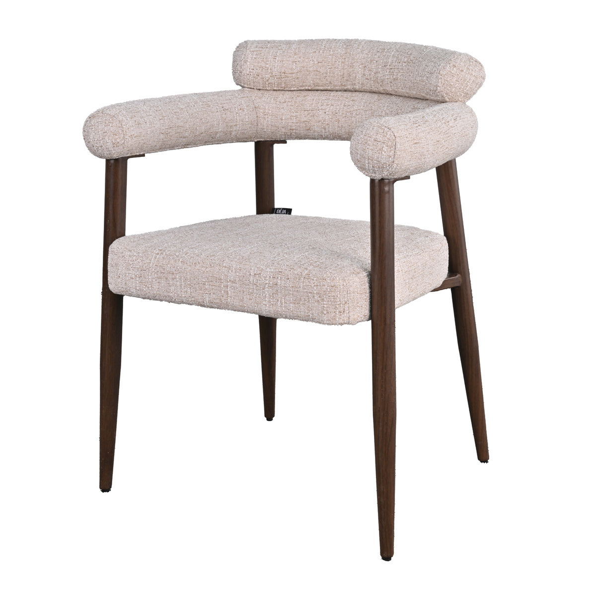 DÉJA Living Eetkamerstoel Lidingö - Beige/Walnoot Stof - Set van 2