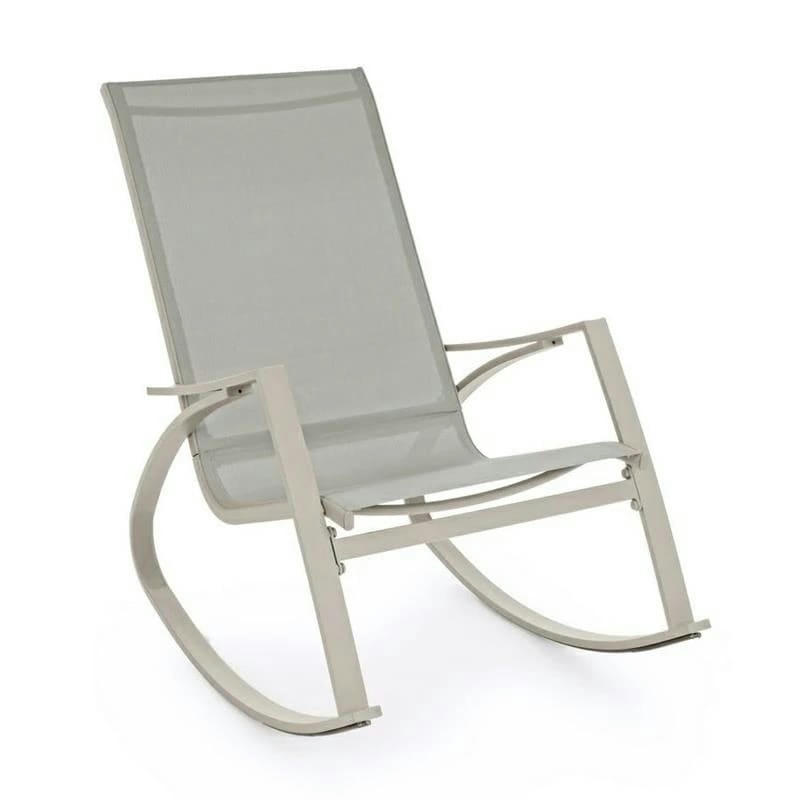 TELMA - Fauteuil de jardin à bascule en acier écru